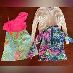 Girls Lilly Pulitzer Popover, Dress, zip up sweater, lot of 3 size Large 8-10